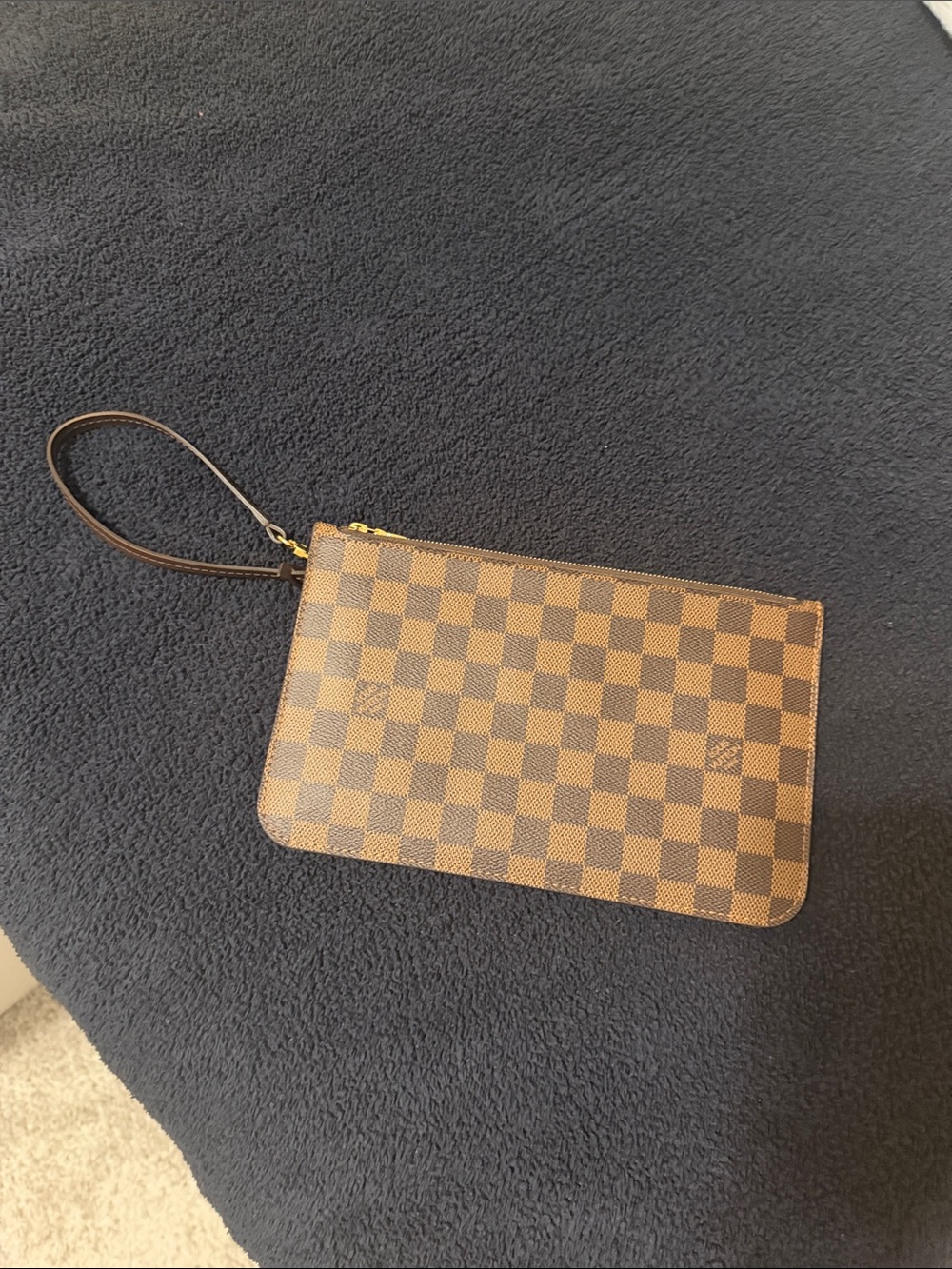 Louis Vuitton Brown Damier Ebene Canvas Wristlet Clutch